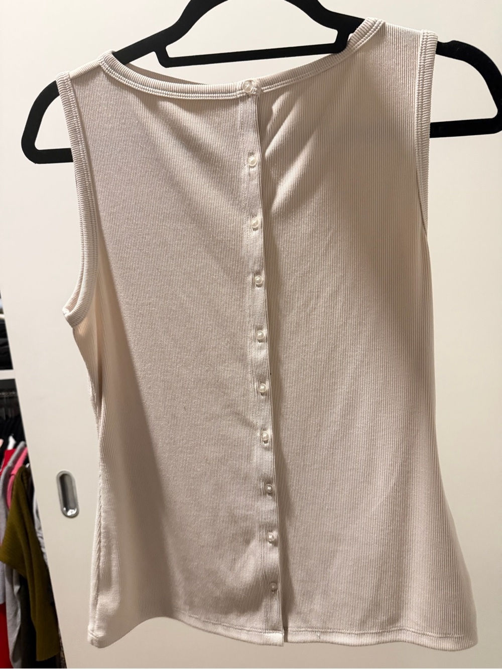 Abercrombie & Fitch Cream Ribbed Button-Back Tank
